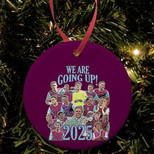 Burnley Promoted 2024-25 Christmas Tree Decoration Bauble Flat Ceramic Great Christmas Gift For All Burnley Fans Football Gifts