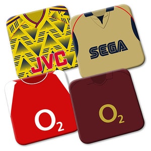Arsenal Retro Shirts Kits 4 Pack Of Coasters Great Gift Vector Heroes