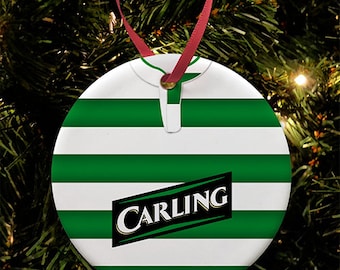 Celtic 2003 Retro Home Shirt Kit Christmas Tree Decoration Bauble Flat Ceramic Great Christmas Gift