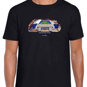 Everton Around The Grounds Goodison Park Water Colour Black T-Shirt | Great Gift For Toffees Fans | Adults & Kids Sizes | Football Gifts