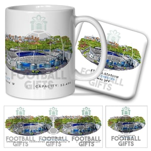 Man City Around The Grounds Etihad Stadium Water Colour Mug & Coaster Set Quality Mug Great Christmas Gift Man City Unofficial