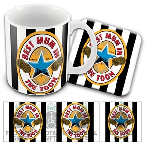 Best Mum In The Toon Newcastle Utd | Retro Mothers Day Mug And Coaster Set | Gift For Toon Supporting Mums | Printed In The UK