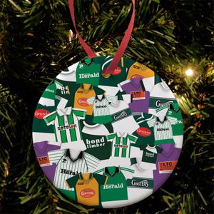 Plymouth Argyle Kit Mash Retro Shirt Kit Christmas Tree Decoration Bauble Flat Ceramic Great Christmas Gift Football Gifts Printed In The UK