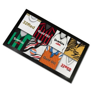 Swansea Classic Shirts Retro Home & Away Shirts Kit Montage Bar Runner Great Christmas Gift Printed In The UK Football Gifts
