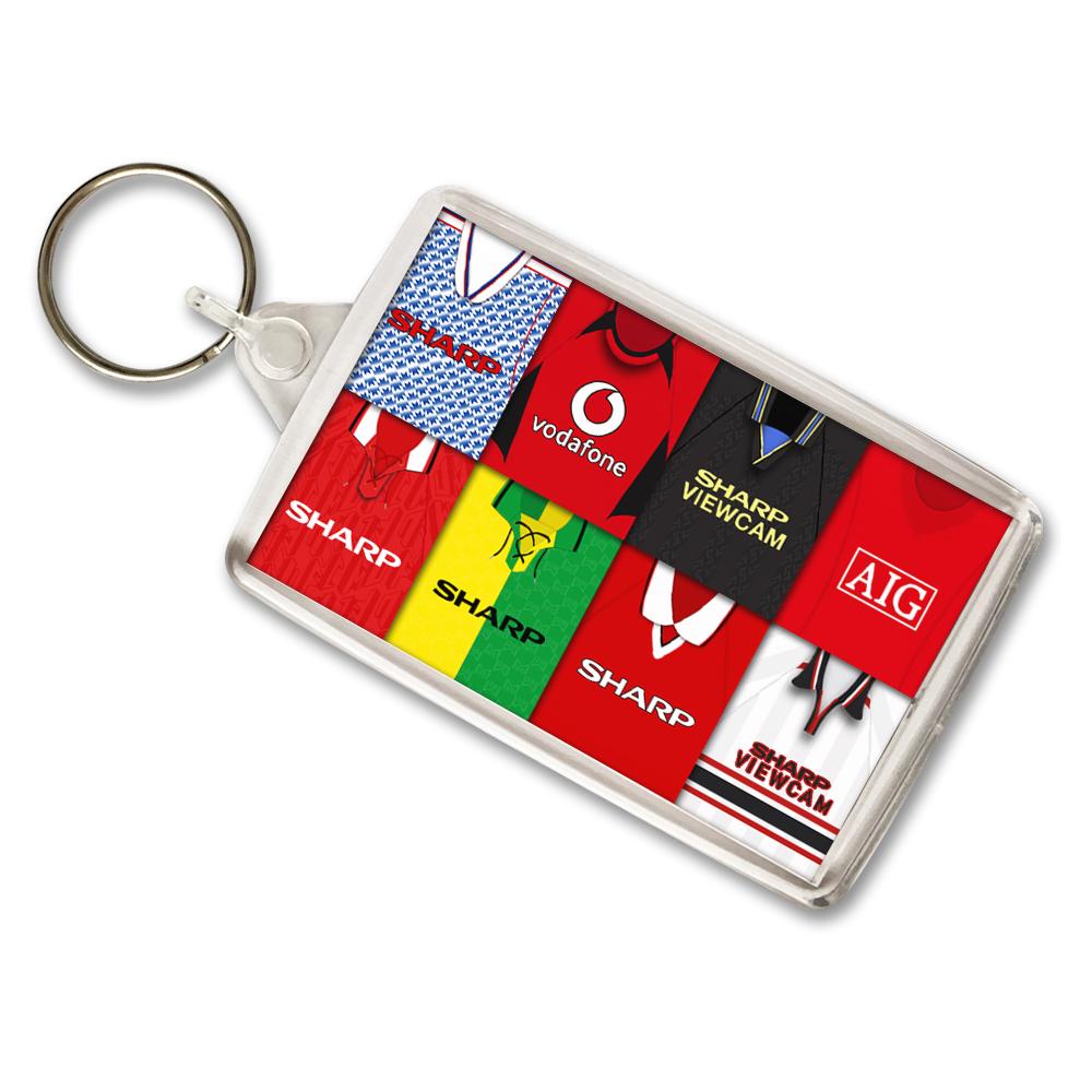 Utd Retro Shirt Montage Keyring | Standard Keyring Key Ring Key Chain | Christmas Gift Stocking filler For Utd Fans | Manchester Man
