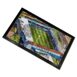 Tappetino da bar con motivo acquerello Loftus Road Around The Grounds del QPR, fantastico regalo di Natale per i tifosi del QPR, stampato nel Regno Unito, regali di calcio