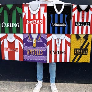 Stoke Retro Shirt Montage Football Flag High Quality 5ft x3ft Stoke City Flag For Fans Man Cave Classic Kits