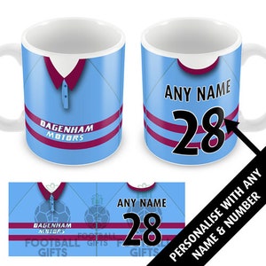 West Ham 1995 Retro Away Shirt Kit Personalised Mug Cup Great Christmas Gift Add Any Name & Number Utd