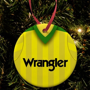 Notts County Away 1985 Retro Shirt Kit Christmas Tree Decoration Bauble Flat Ceramic Great Christmas Gift