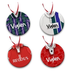 Charlton Retro Shirt Kit Christmas Tree Decoration Bauble Flat Ceramic Great Christmas Gift Pack Of 4