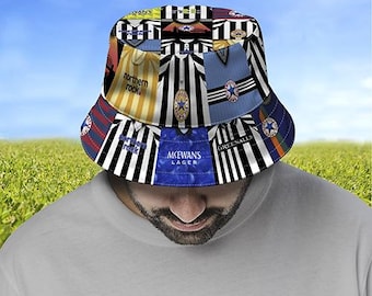 Newcastle Retro Shirt Montage Bucket Hat Summer Hat Classic Kits Retro Shirts Great Gift For Magpies Fans This Summer