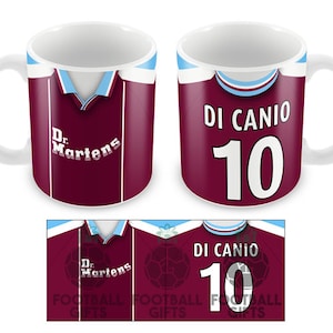 West Ham Utd Di Canio 10 Retro Home 1999 Shirt Mug Cup Top Quality Classic Kits Mug Great Gift Hammers