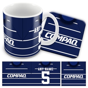 QPR Away 1995 Kit maglia retrò Tazza personalizzata Tazza e set di sottobicchieri Ottimo regalo di Natale Aggiungi qualsiasi nome e numero