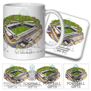Notts County Around The Grounds Meadow Lane Water Colour Mug & Coaster Set Quality Mug Great Christmas Gift Notts County Unofficial