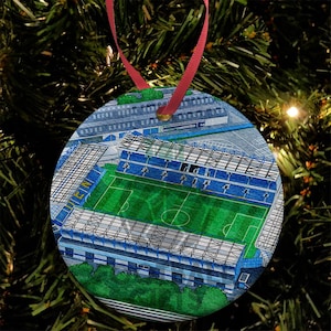 Millwall Around The Grounds The Den Water Colour Christmas Tree Decoration Bauble Flat Ceramic Great Xmas Gift For Lions Fans