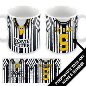 Notts County Home 1993 Retro Shirt Kit Personalisierte Becher Tasse Tolles Weihnachtsgeschenk Fügen Sie einen beliebigen Namen und eine beliebige Nummer hinzu