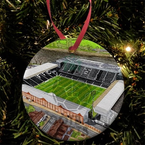Fulham Around The Grounds Craven Cottage Water Colour Christmas Tree Decoration Bauble Flat Ceramic Great Xmas Gift For Cottagers Fans