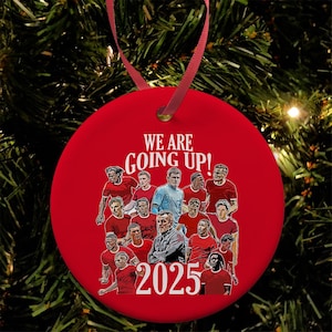 Charlton Play Off Winners 2025 We Are Going Up Christmas Tree Decoration Bauble Flat Ceramic Great Christmas Gift Athletic Printed In The UK