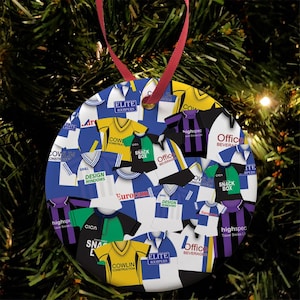 Bristol Rovers Kit Mash Retro Shirt Kit Christmas Tree Decoration Bauble Flat Ceramic Great Christmas Gift Football Gifts Printed In The UK