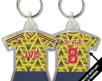 Arsenal 1991 Retro Away Shirt Kit Personalised Keyring Key Ring Key Chain Great Christmas Gift Add Any Name & Number