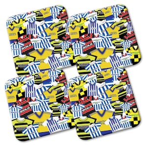 Huddersfield Retro Shirt Kits Mash Pack Of 4 Coasters Great Gift For Terriers Fans Football Gifts