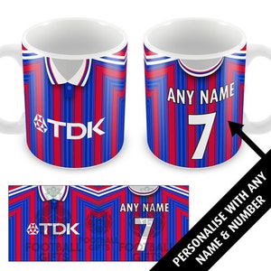 Crystal Palace 1996 Retro Home Shirt Kit Personalised Mug Cup Great Christmas Gift Add Any Name & Number