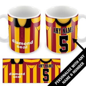 Bradford Retro Kit Choice Of Shirt Personalised Mug Cup Great Christmas Gift Add Any Name & Number