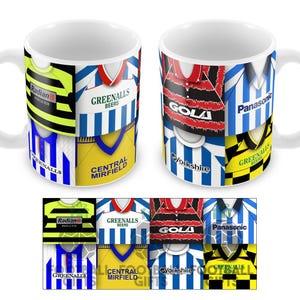 Huddersfield Retro Shirt Classic Kits Shirts Montage Mug Cup Top Quality Mug Great Christmas Gift Terriers Fans Unofficial