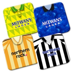 Newcastle Set 2 Retro Shirts Kits 4 Pack Of Printed Hardboard Coasters Great Gift Football Gifts