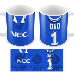 No.1 Dad Everton Retro Home 1994 Shirt Mug Fathers Day Cup Top Quality Great Gift Toffees