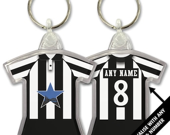 Newcastle Utd 1993 Retro Home Shirt Kit Personalised Keyring Key Ring Key Chain Great Christmas Gift Add Any Name & Number
