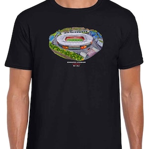 Arsenal Around The Grounds The Emirates Stadium Water Colour Black T-Shirt | Great Gift For Gunners | Adults & Kids Sizes | Football Gifts