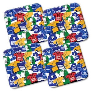 Millwall Retro Shirt Kits Mash Pack Of 4 Coasters Great Gift For Lions Fans Football Gifts