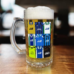 Wigan Athletic Retro Shirt Montage Bierglas Classic Kits Fans Top-Qualität Geschenk 16 Unzen Wigan Retro Shirts Bierkrug Cup