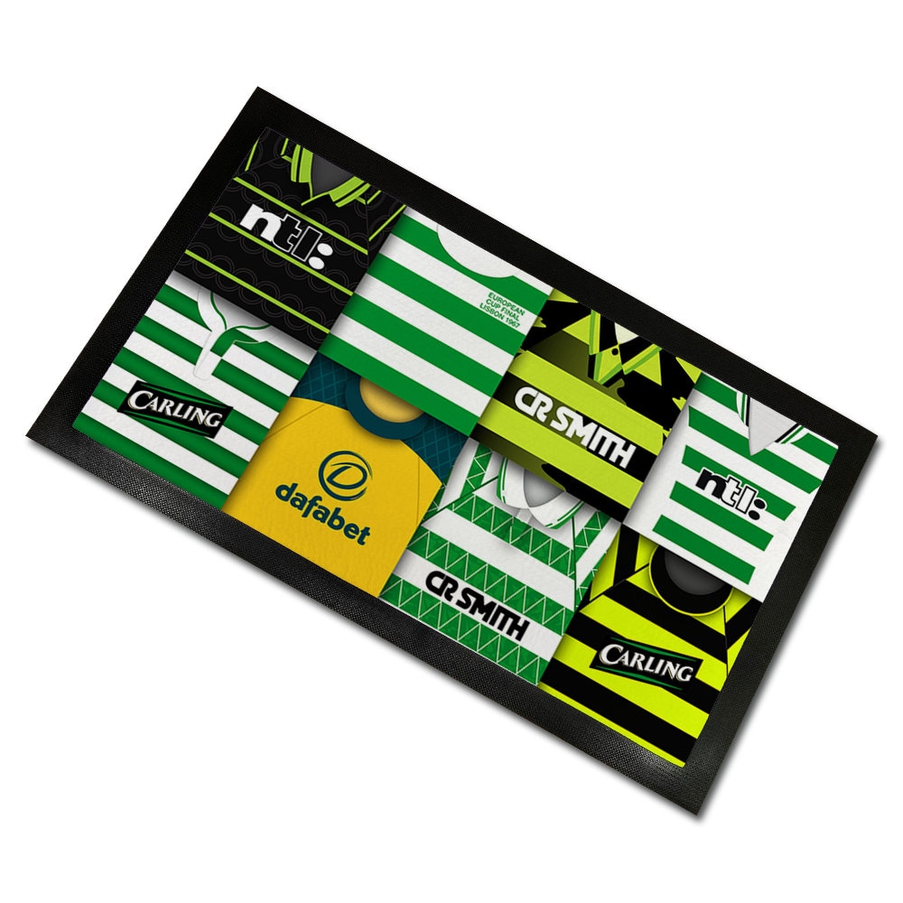 Celtic Classic Shirts Retro Home & Away Shirts Kit Montage Bar Runner Great Christmas Gift Printed In The UK Football Gifts