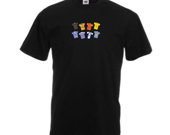 Sheff Wednesday Retro Kits Black T-Shirt Tshirt Tee | Great Gift For Fans | Choice Of Sizes | Retro T-shirts Tee Sheffield