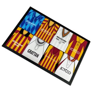 Bradford Retro Kits Montage Door Floor Mat Choice Of Sizes Great Gift For Bantams Fans Bradford Floor Door Mat City Etc Classic Kits