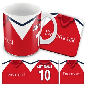 Arsenal Home 2000 Retro Shirt Kit Personalised Mug Cup And Coaster Set Great Christmas Gift Add Any Name & Number