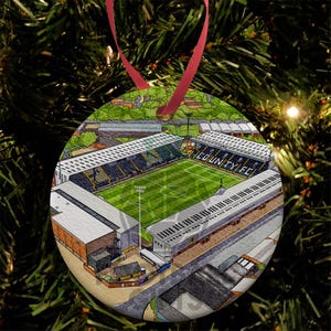 Notts County Around The Grounds Meadow Lane Water Colour Christmas Tree Decoration Bauble Flat Ceramic Great Xmas Gift For Fans