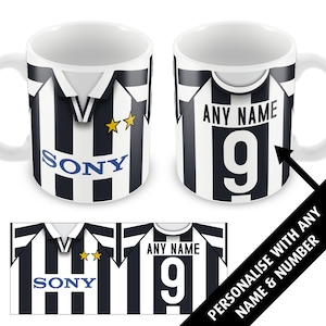 Juventus 1996 Italian Retro Shirt Kit Personalised Mug Cup Great Christmas Gift Add Any Name & Number Great Gift For Juve Fans