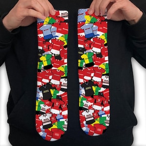 Utd Retro Shirt Classic Kits Mash Up Printed Socks Great Christmas Gift Manchester Man Utd Unofficial