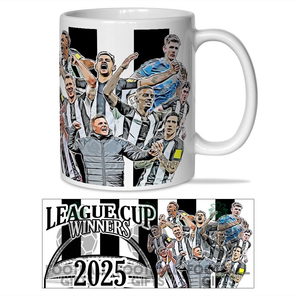 ニューカッスルリーグカップ優勝者2025マグカップ 最高品質 ファンへの