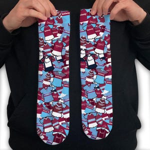 West Ham Utd Retro Shirt Classic Kits Mash Up Printed Socks Great Christmas Gift Hammers Unofficial