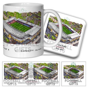 West Ham Around The Grounds Upton Park Water Colour Mug & Coaster Set Quality Mug Great Christmas Gift Hammers Unofficial