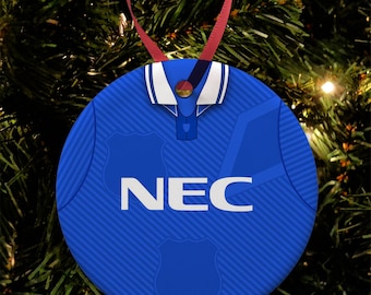 Everton 1994 Retro Home Shirt Kit Christmas Tree Decoration Bauble Flat Ceramic Great Christmas Gift