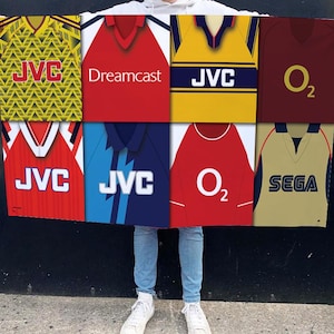 Arsenal Retro Shirt Montage Football Flag High Quality 5ft x3ft Arsenal Flag For Gunners Fans Man Cave Classic Kits
