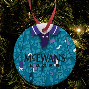 Notts County Away 1993 Retro Shirt Kit Christmas Tree Decoration Bauble Flat Ceramic Great Christmas Gift