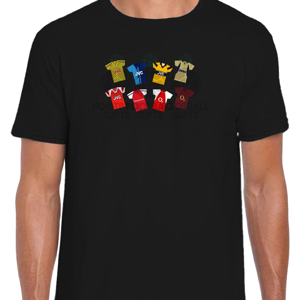Arsenal Retro Kits Black T-shirt Tshirt Tee | Great Gift for