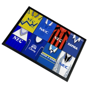 Everton Retro Kits Montage Door Floor Mat Choice Of Sizes Great Gift For Toffees Fans Everton Floor Door Mat Classic Kits