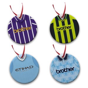 City 2012 Retro Classic Shirts Kits Christmas Tree Decoration Bauble Flat Ceramic Great Christmas Gift Manchester Man Pack Of 4